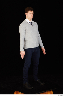  Tomas Salek black shoes blue trousers business clothing dressed grey sweater standing tie white t shirt whole body 0008.jpg